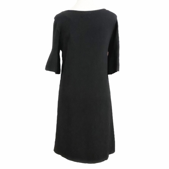 Massimo DUTTI BLACK SHORT BELL SLEEVE BOAT NECK SHIFT DRESS - M - Picture 3 of 8